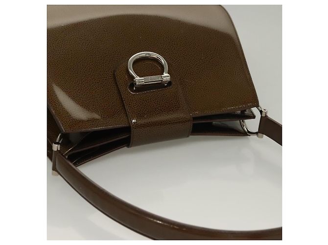 Céline Borsa a Spalla CELINE Pelle Verniciata Khaki Argento Auth ep9681 Cachi - vista 6