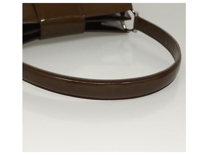 Céline Borsa a Spalla CELINE Pelle Verniciata Khaki Argento Auth ep9681 Cachi - vista 7