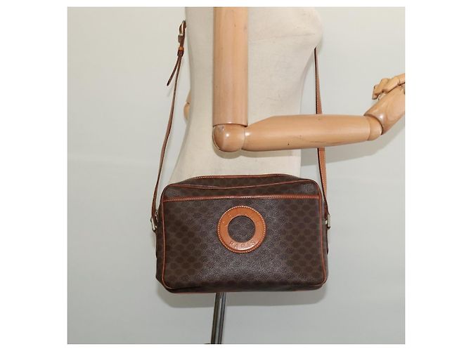 Céline Borsa a spalla in tela Macadam CELINE in pelle PVC marrone oro Auth 131702 D'oro - vista 20
