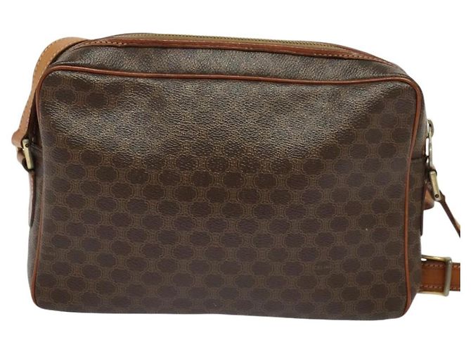 Céline Borsa a spalla in tela Macadam CELINE in pelle PVC marrone oro Auth 131702 D'oro - vista 3