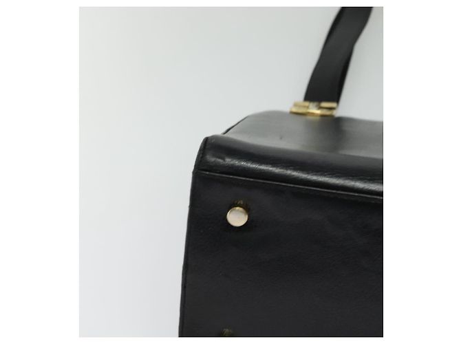 Borsa a Spalla Gancini in Pelle Nera e Oro Salvatore Ferragamo Auth gh274 Nero D'oro - vista 10