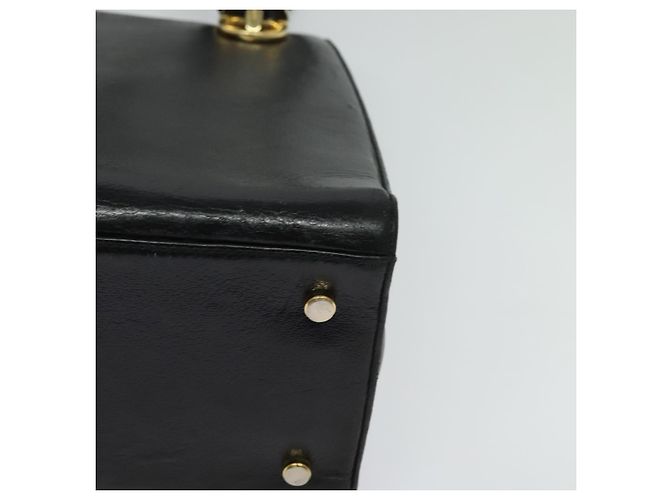 Borsa a Spalla Gancini in Pelle Nera e Oro Salvatore Ferragamo Auth gh274 Nero D'oro - vista 11