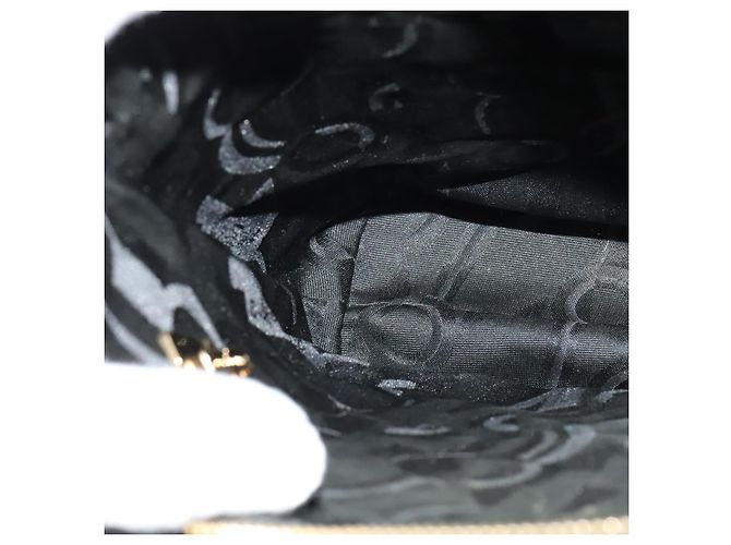 Borsa a Spalla Gancini in Pelle Nera e Oro Salvatore Ferragamo Auth gh274 Nero D'oro - vista 18