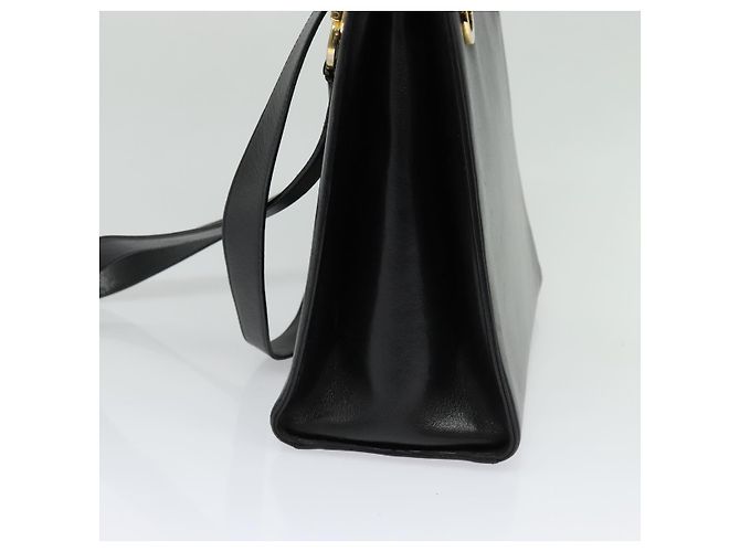 Borsa a Spalla Gancini in Pelle Nera e Oro Salvatore Ferragamo Auth gh274 Nero D'oro - vista 5