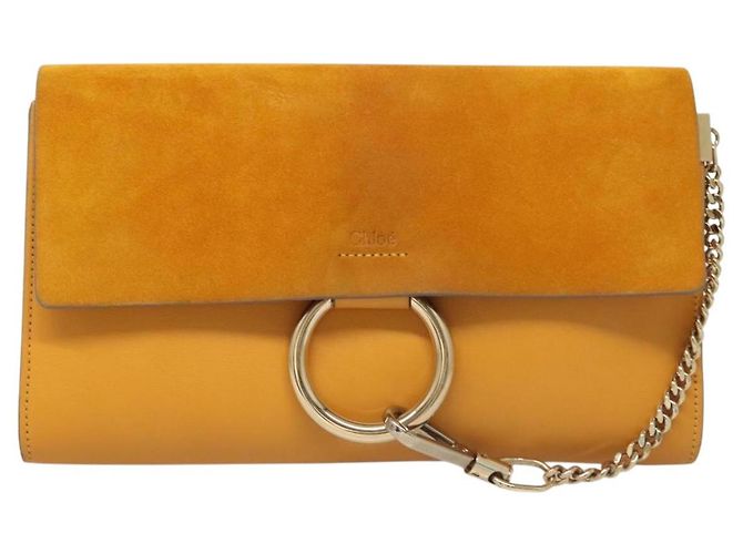 Chloé Bolso Clutch Chloe de ante amarillo dorado Auth yk18621 - vista 2