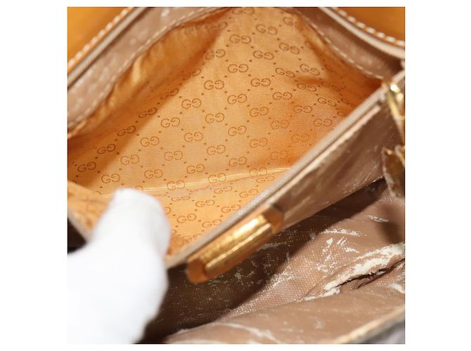 Borsa a Spalla GUCCI PVC Marrone Oro 001 084 1304 Auth ep9857 D'oro - vista 19