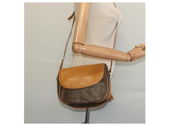 Borsa a Spalla GUCCI PVC Marrone Oro 001 084 1304 Auth ep9857 D'oro - vista 21
