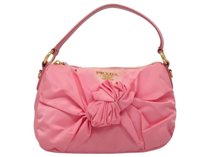 PRADA Borsa a Mano Nylon 2in1 Rosa Oro Auth ep9408 D'oro - vista 13