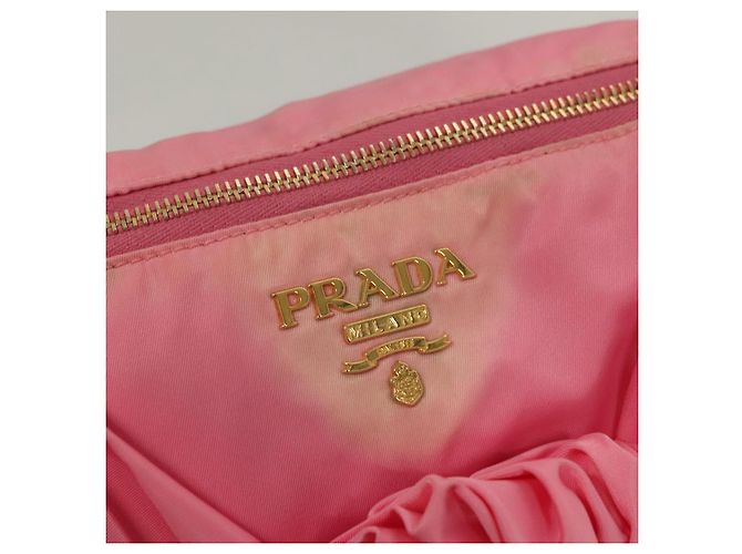 PRADA Borsa a Mano Nylon 2in1 Rosa Oro Auth ep9408 D'oro - vista 19