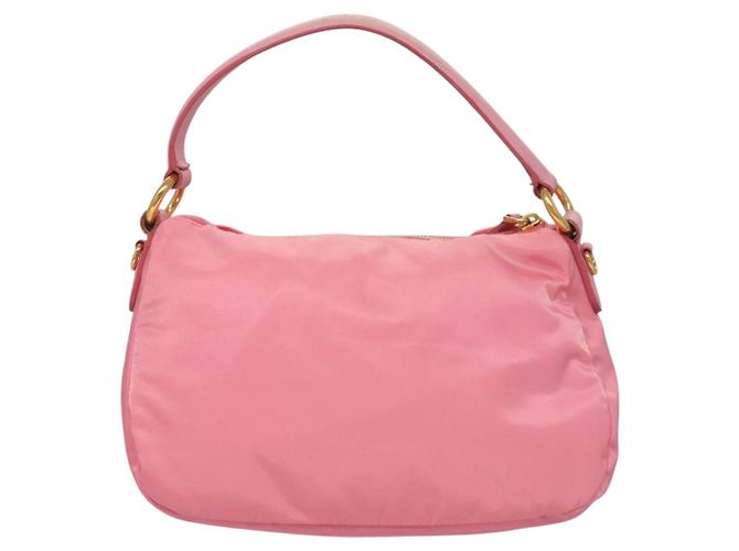PRADA Borsa a Mano Nylon 2in1 Rosa Oro Auth ep9408 D'oro - vista 2