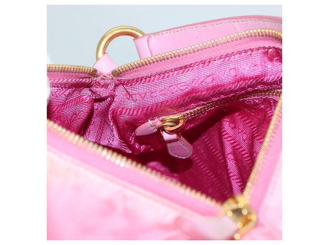 PRADA Borsa a Mano Nylon 2in1 Rosa Oro Auth ep9408 D'oro - vista 23