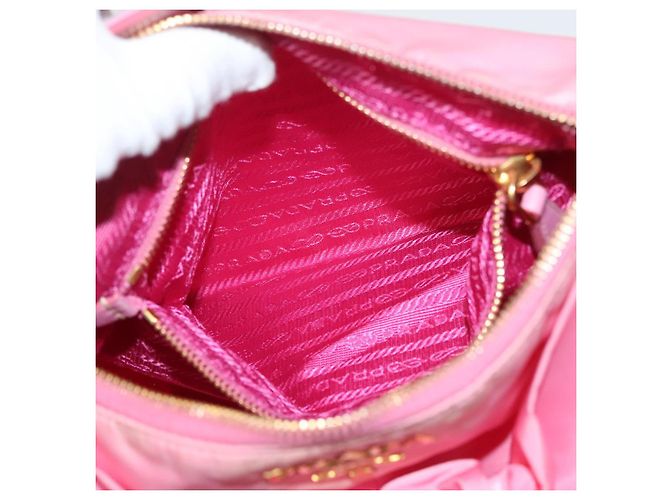 PRADA Borsa a Mano Nylon 2in1 Rosa Oro Auth ep9408 D'oro - vista 24