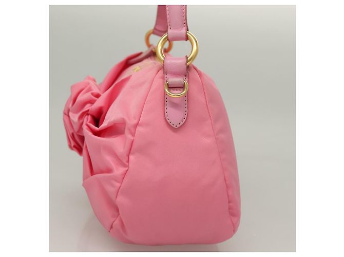 PRADA Borsa a Mano Nylon 2in1 Rosa Oro Auth ep9408 D'oro - vista 3