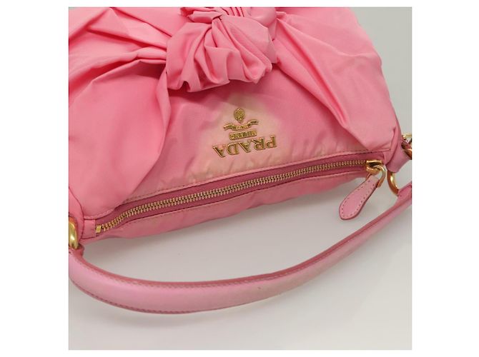 PRADA Borsa a Mano Nylon 2in1 Rosa Oro Auth ep9408 D'oro - vista 6