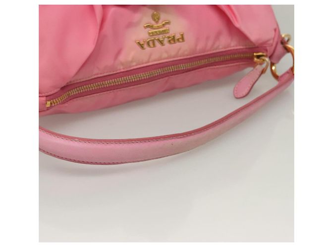 PRADA Borsa a Mano Nylon 2in1 Rosa Oro Auth ep9408 D'oro - vista 7