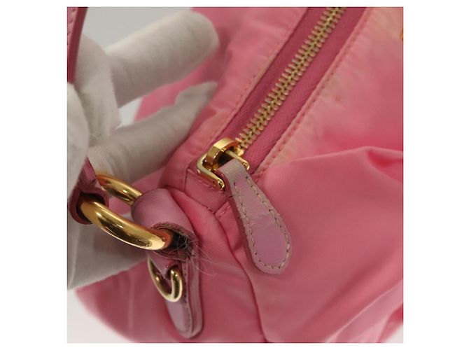 PRADA Borsa a Mano Nylon 2in1 Rosa Oro Auth ep9408 D'oro - vista 8