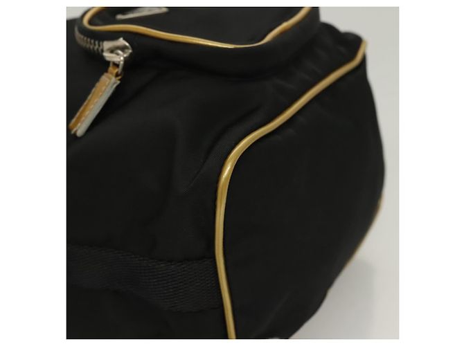 PRADA Sac à main Nylon Noir Or Auth 132686V Doré - vue 16