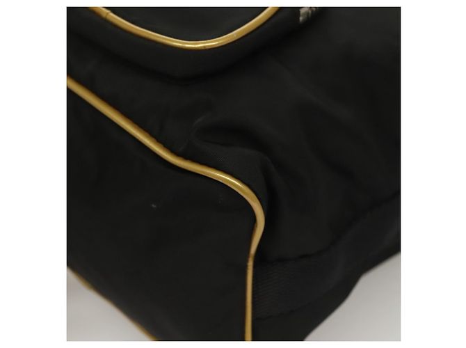 PRADA Sac à main Nylon Noir Or Auth 132686V Doré - vue 17