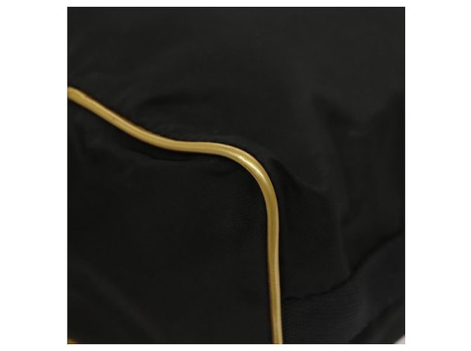 PRADA Sac à main Nylon Noir Or Auth 132686V Doré - vue 19