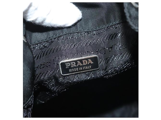 PRADA Sac à main Nylon Noir Or Auth 132686V Doré - vue 21