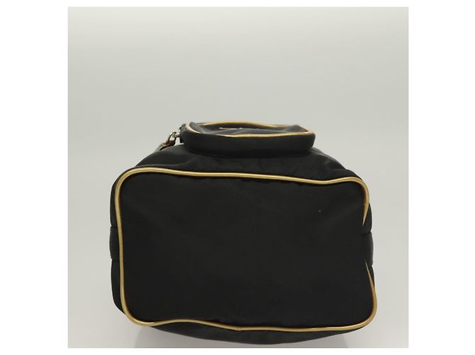 PRADA Sac à main Nylon Noir Or Auth 132686V Doré - vue 5