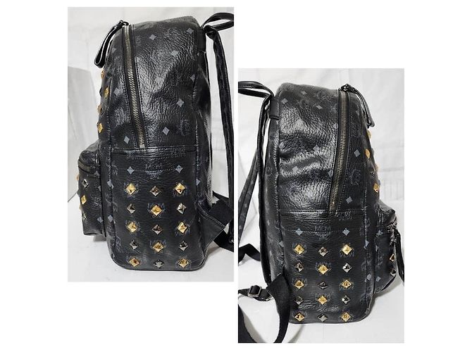 MCM Visetos Stark Leder Rucksack Schwarz/Gold - Ansicht 11