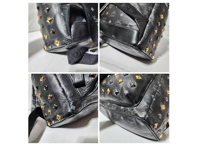 MCM Visetos Stark Leder Rucksack Schwarz/Gold - Ansicht 15