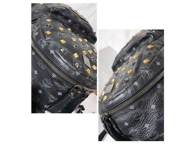 MCM Visetos Stark Leder Rucksack Schwarz/Gold - Ansicht 16