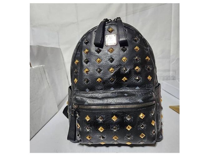 MCM Visetos Stark Leder Rucksack Schwarz/Gold - Ansicht 5