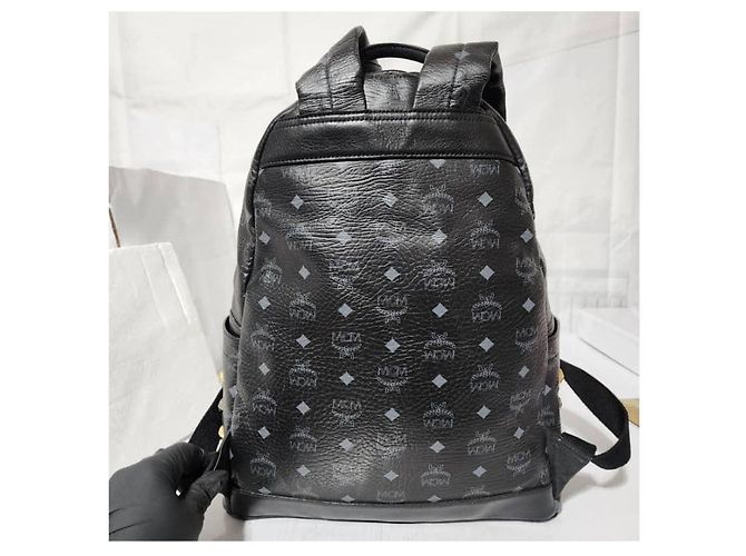 MCM Visetos Stark Leder Rucksack Schwarz/Gold - Ansicht 6