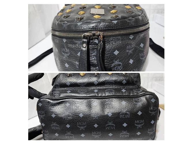 MCM Visetos Stark Leder Rucksack Schwarz/Gold - Ansicht 7