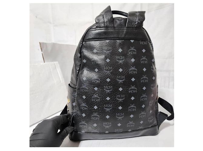 MCM Visetos Stark Leder Rucksack Schwarz/Gold - Ansicht 9