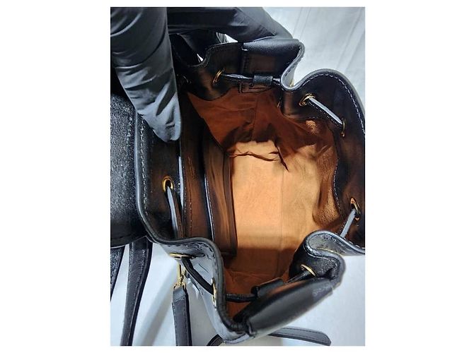 Zaino in pelle MCM Visetos nero con coulisse - vista 11