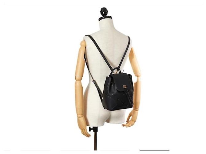 Zaino in pelle MCM Visetos nero con coulisse - vista 3