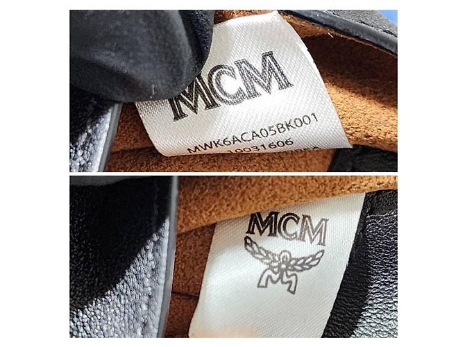 Zaino in pelle MCM Visetos nero con coulisse - vista 8