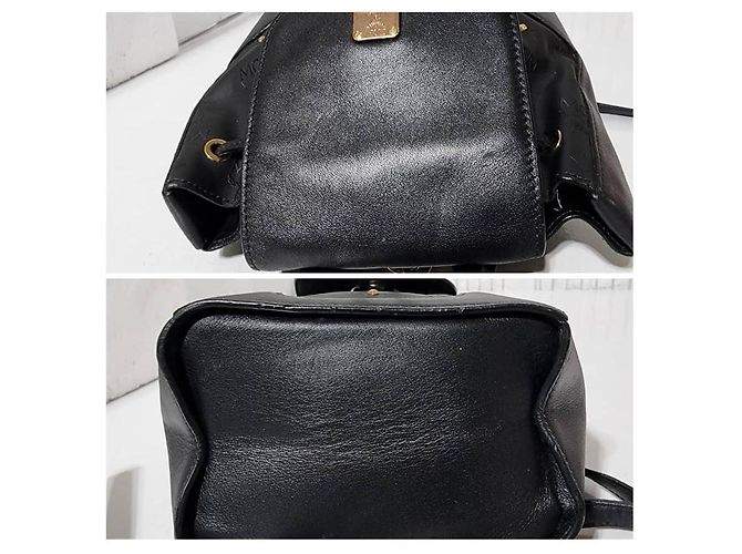 Zaino in pelle MCM Visetos nero con coulisse - vista 9