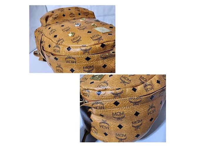 MCM Visetos Medium Sprinkle Stud Stark Backpack Cognac Coñac - vista 13