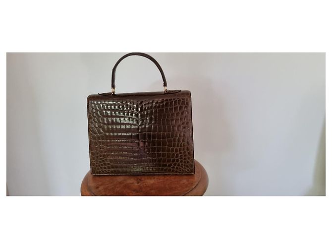 Autre Marque Borsa a mano Morabito Scala 28 in pelle di coccodrillo marrone - vista 3