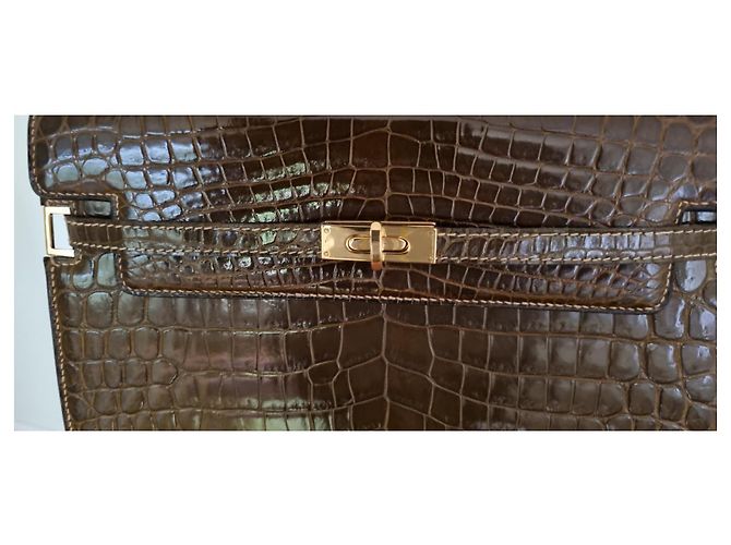 Autre Marque Borsa a mano Morabito Scala 28 in pelle di coccodrillo marrone - vista 4