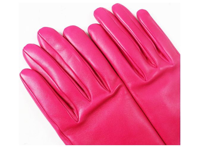 Hermès Kelly Handschuhe aus Lammleder und Kaschmir Pink - Ansicht 6
