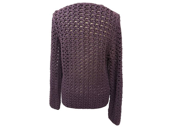 Suéter de algodón morado tejido a ganchillo de Gucci Púrpura - vista 3