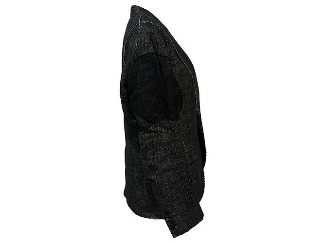 Blazer negro de lino con acento tejido de un solo botón de Lanvin - vista 2