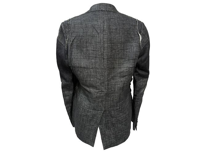 Blazer negro de lino con acento tejido de un solo botón de Lanvin - vista 3