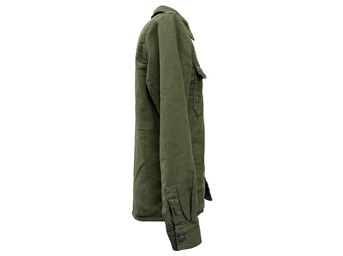 Apc A.P.C. Alex Button-Down-Jacke aus grünem Baumwollstoff - Ansicht 2