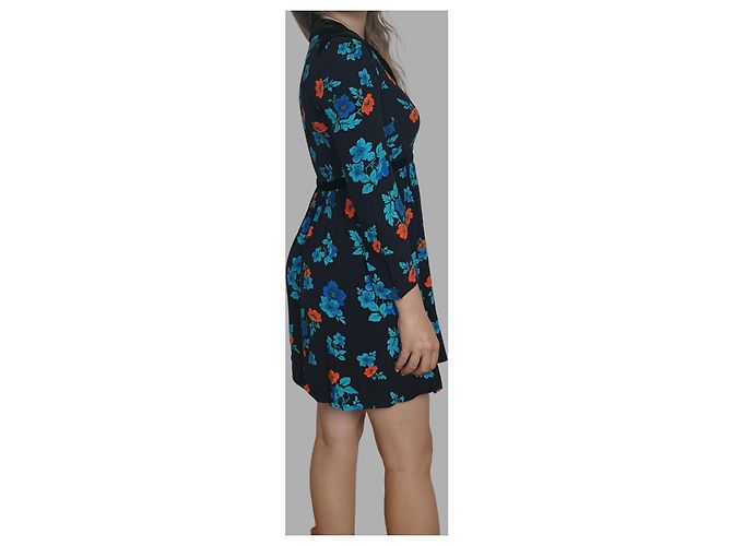 Mini Abito Maje Floreale Maniche Lunghe Viscosa Nero Blu Arancione Multicolore - vista 5