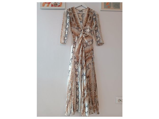 Maje Midi Maxi Kleid Schlangenmuster Beige Mehrfarben - Ansicht 10