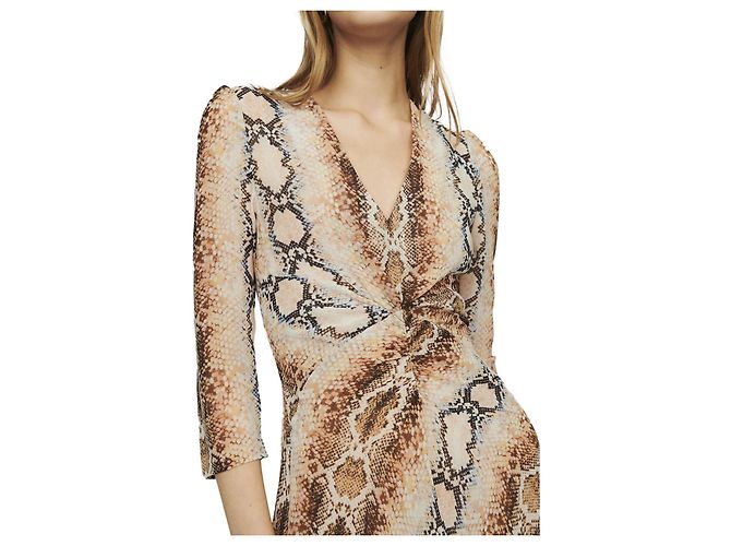 Maje Midi Maxi Kleid Schlangenmuster Beige Mehrfarben - Ansicht 12