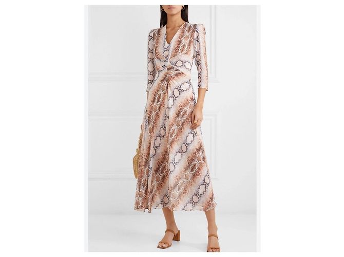 Maje Midi Maxi Kleid Schlangenmuster Beige Mehrfarben - Ansicht 13
