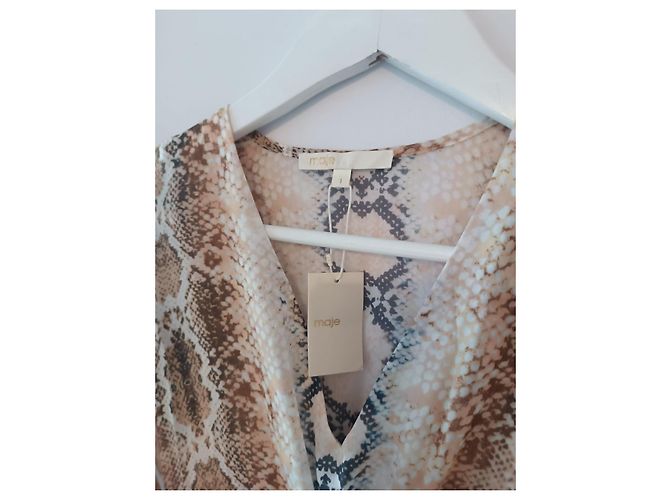 Maje Midi Maxi Kleid Schlangenmuster Beige Mehrfarben - Ansicht 3