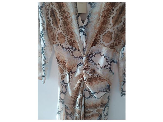 Maje Midi Maxi Kleid Schlangenmuster Beige Mehrfarben - Ansicht 4